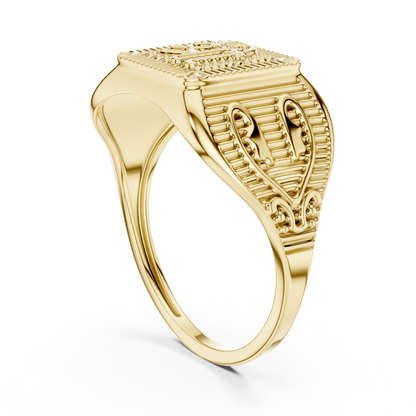 Yellow Gold Divine "Shree" Signet Ring