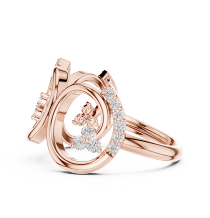 0.30ctw Wide Geometric Diamond Open Ring | Gold Statement Band
