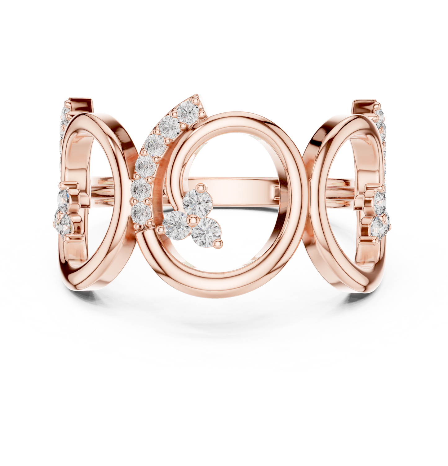0.30ctw Wide Geometric Diamond Open Ring | Gold Statement Band