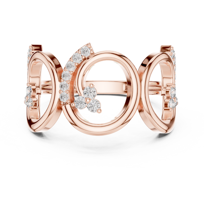 0.30ctw Wide Geometric Diamond Open Ring | Gold Statement Band