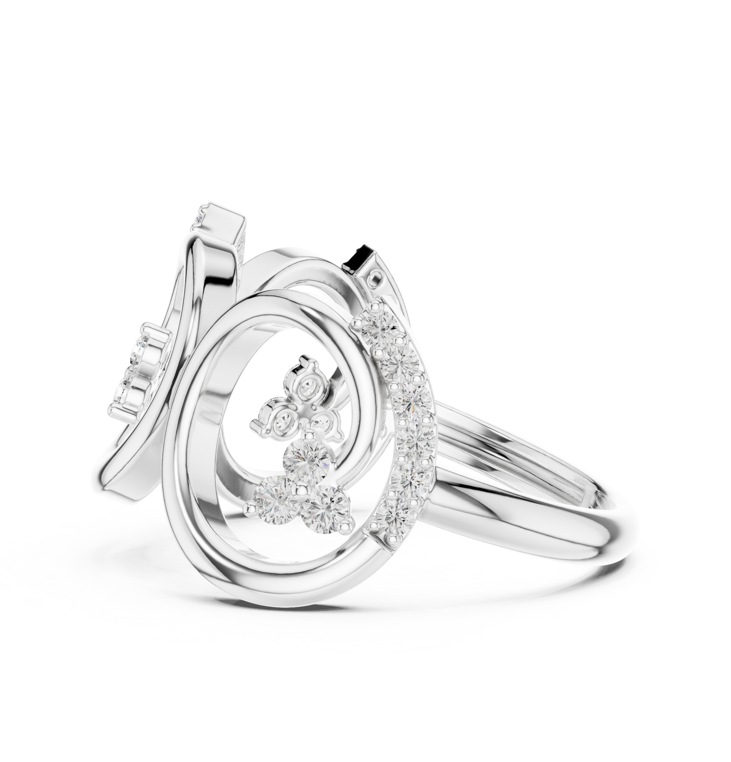 0.30ctw Wide Geometric Diamond Open Ring | Gold Statement Band