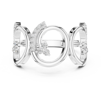 0.30ctw Wide Geometric Diamond Open Ring | Gold Statement Band