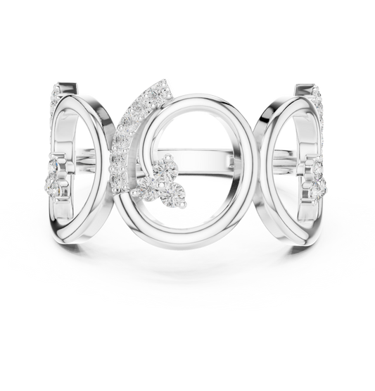 0.30ctw Wide Geometric Diamond Open Ring | Gold Statement Band