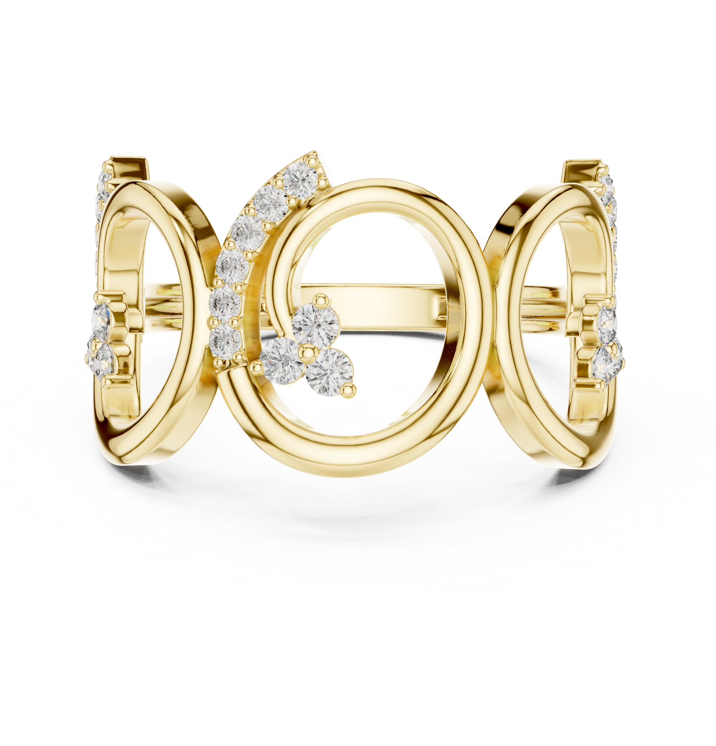 0.30ctw Wide Geometric Diamond Open Ring | Gold Statement Band
