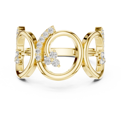 0.30ctw Wide Geometric Diamond Open Ring | Gold Statement Band