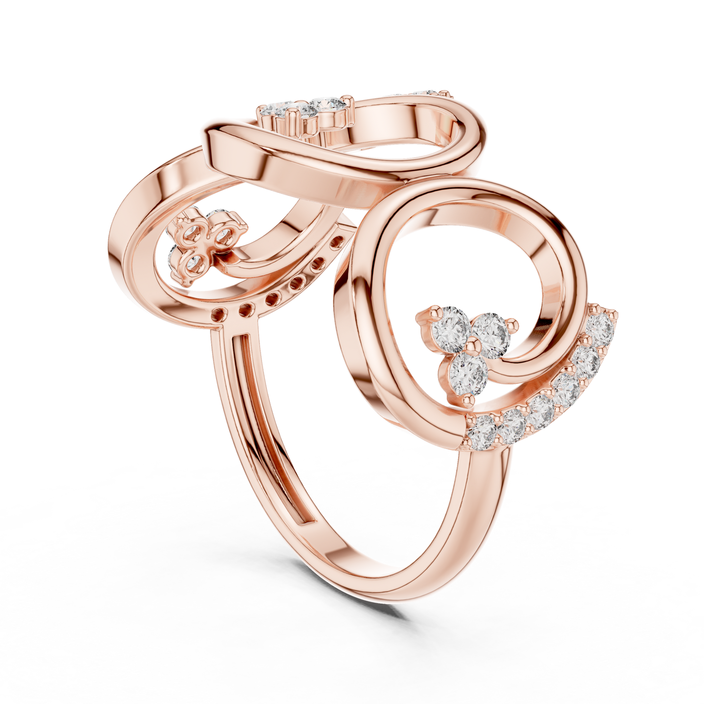 0.30ctw Wide Geometric Diamond Open Ring | Gold Statement Band
