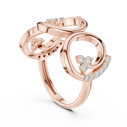 0.30ctw Wide Geometric Diamond Open Ring | Gold Statement Band