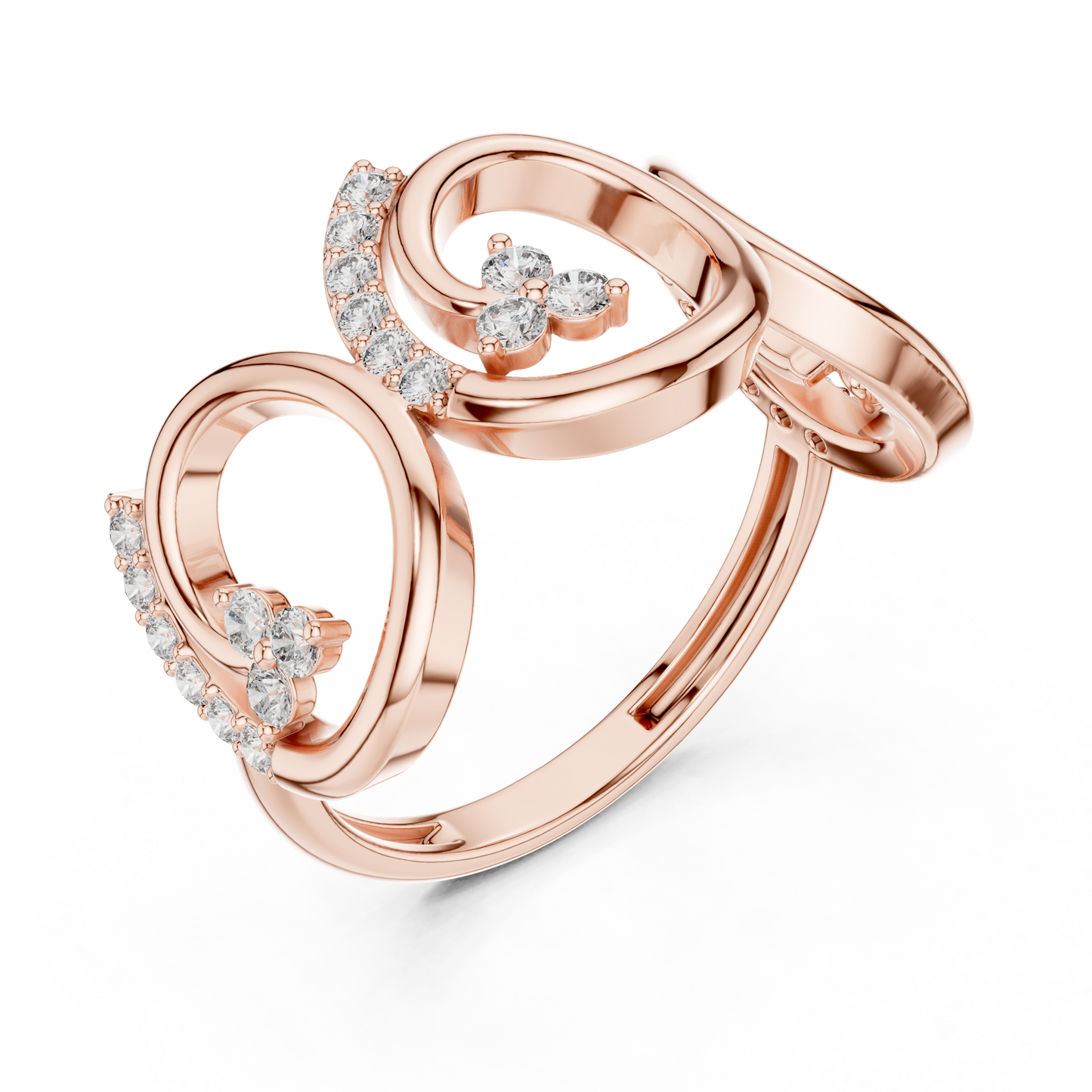 0.30ctw Wide Geometric Diamond Open Ring | Gold Statement Band