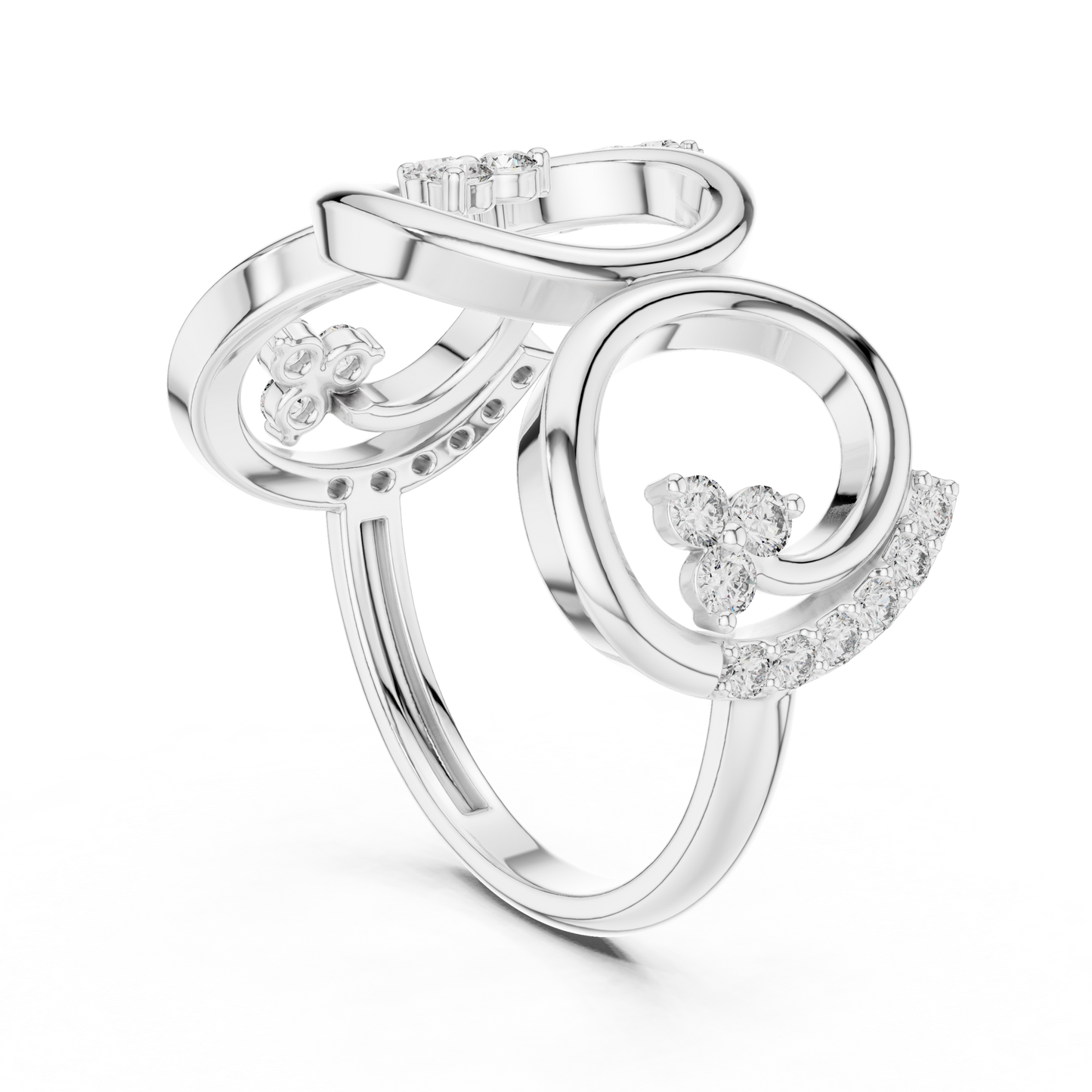 0.30ctw Wide Geometric Diamond Open Ring | Gold Statement Band