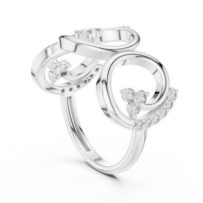 0.30ctw Wide Geometric Diamond Open Ring | Gold Statement Band