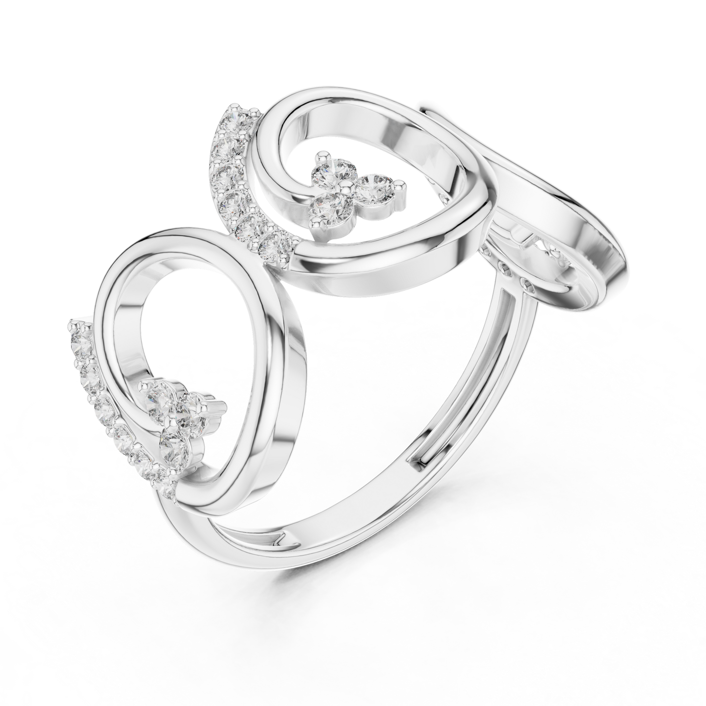 0.30ctw Wide Geometric Diamond Open Ring | Gold Statement Band