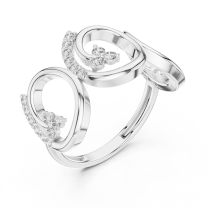 0.30ctw Wide Geometric Diamond Open Ring | Gold Statement Band