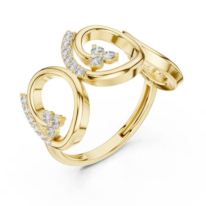 0.30ctw Wide Geometric Diamond Open Ring | Gold Statement Band