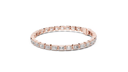 9.3CTW Emerald Cut East-West Bezel Diamond Bracelet | Solid Gold