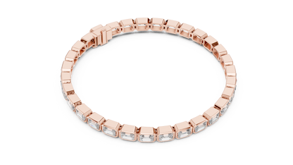 9.3CTW Emerald Cut East-West Bezel Diamond Bracelet | Solid Gold