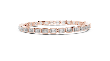 9.3CTW Emerald Cut East-West Bezel Diamond Bracelet | Solid Gold