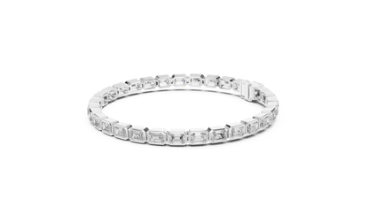 9.3CTW Emerald Cut East-West Bezel Diamond Bracelet | Solid Gold