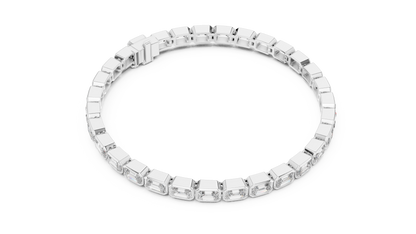 9.3CTW Emerald Cut East-West Bezel Diamond Bracelet | Solid Gold