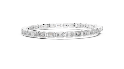 9.3CTW Emerald Cut East-West Bezel Diamond Bracelet | Solid Gold