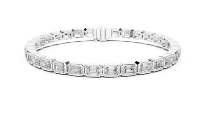 9.3CTW Emerald Cut East-West Bezel Diamond Bracelet | Solid Gold