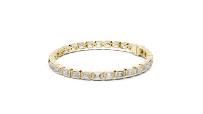9.3CTW Emerald Cut East-West Bezel Diamond Bracelet | Solid Gold