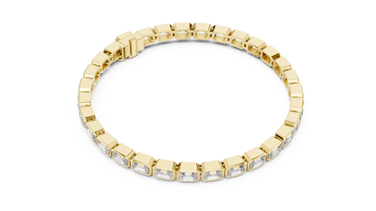 9.3CTW Emerald Cut East-West Bezel Diamond Bracelet | Solid Gold