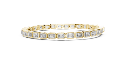9.3CTW Emerald Cut East-West Bezel Diamond Bracelet | Solid Gold