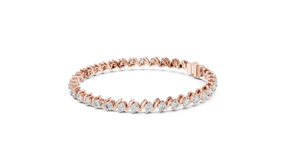 3.6CTW Round Diamond S-Link Swirl Bracelet - Yellow Gold