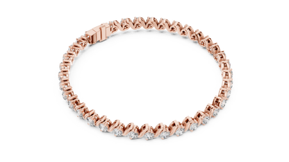 3.6CTW Round Diamond S-Link Swirl Bracelet - Yellow Gold