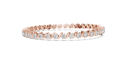 3.6CTW Round Diamond S-Link Swirl Bracelet - Yellow Gold