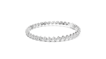 3.6CTW Round Diamond S-Link Swirl Bracelet - Yellow Gold