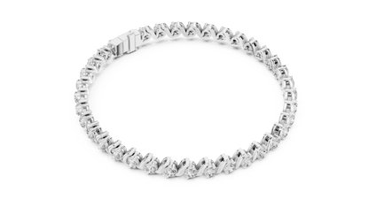 3.6CTW Round Diamond S-Link Swirl Bracelet - Yellow Gold
