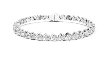 3.6CTW Round Diamond S-Link Swirl Bracelet - Yellow Gold