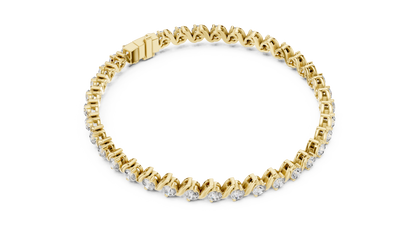 3.6CTW Round Diamond S-Link Swirl Bracelet - Yellow Gold