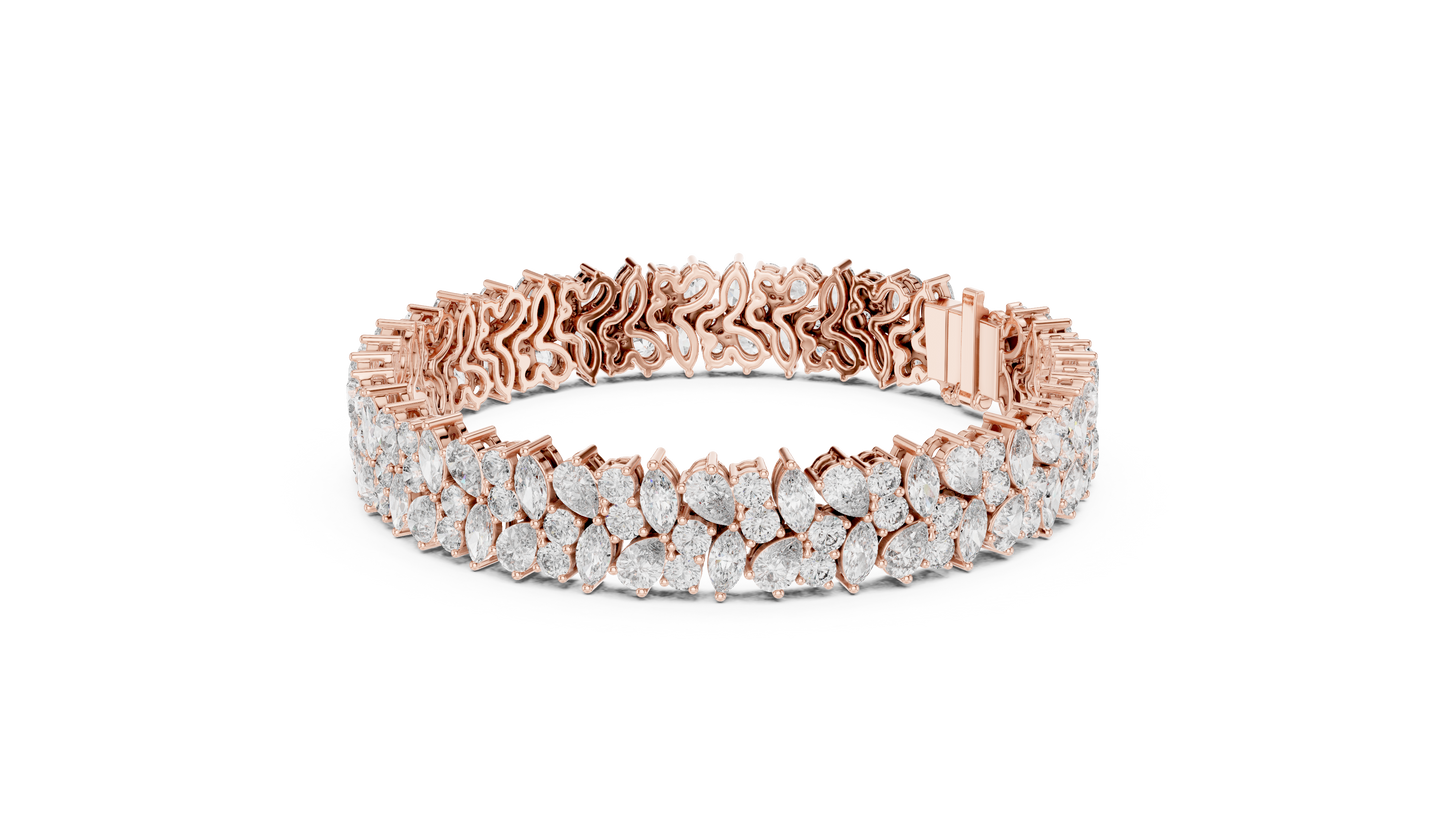 The Botanical Brilliance: Yellow Gold Multi-Shape Diamond "Wildflower" Bracelet