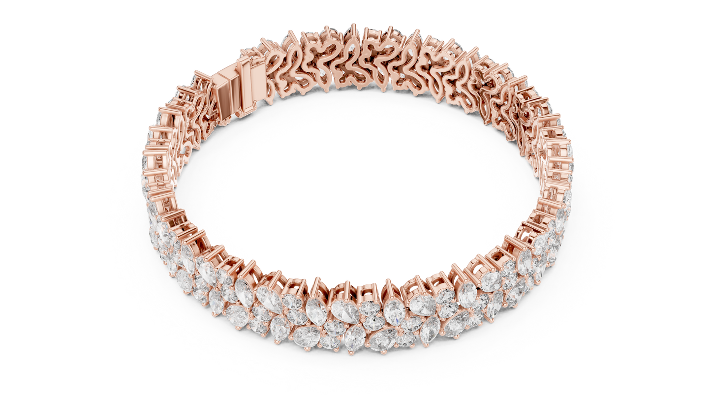 The Botanical Brilliance: Yellow Gold Multi-Shape Diamond "Wildflower" Bracelet