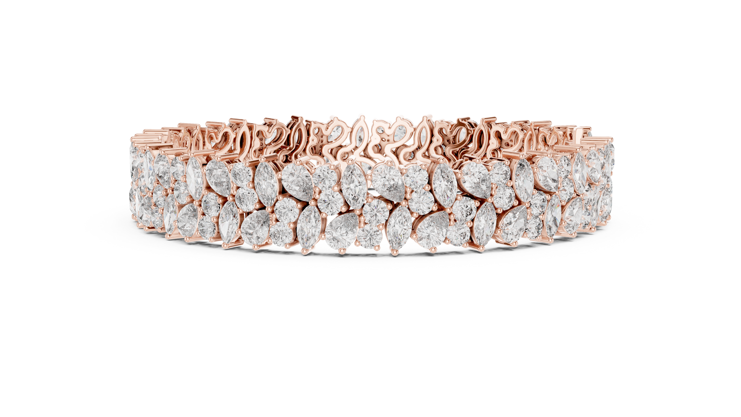 The Botanical Brilliance: Yellow Gold Multi-Shape Diamond "Wildflower" Bracelet