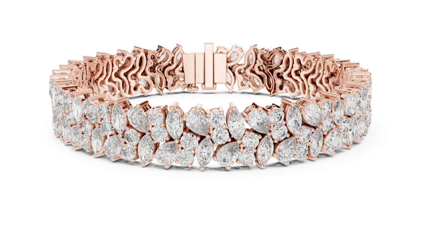 The Botanical Brilliance: Yellow Gold Multi-Shape Diamond "Wildflower" Bracelet