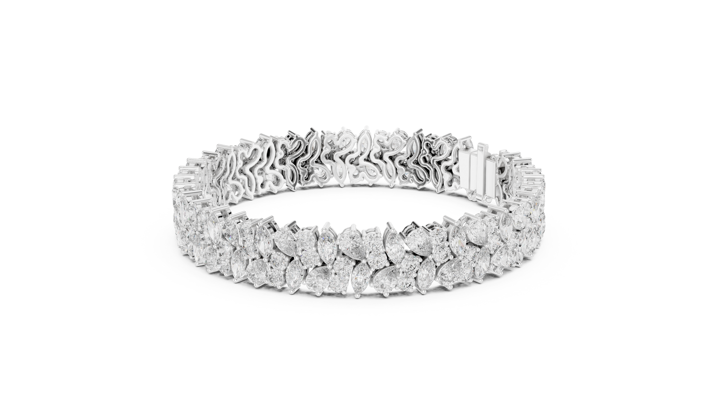 The Botanical Brilliance: Yellow Gold Multi-Shape Diamond "Wildflower" Bracelet