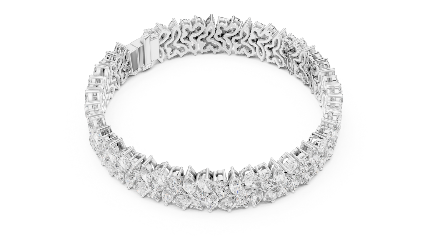 The Botanical Brilliance: Yellow Gold Multi-Shape Diamond "Wildflower" Bracelet
