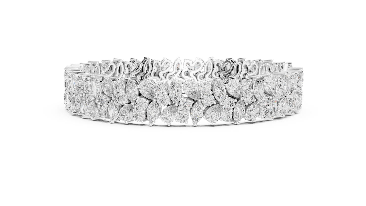 The Botanical Brilliance: Yellow Gold Multi-Shape Diamond "Wildflower" Bracelet