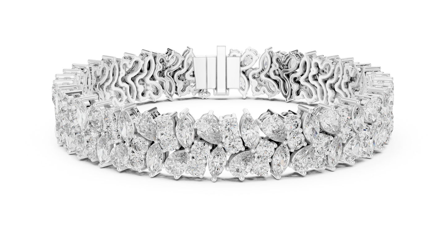 The Botanical Brilliance: Yellow Gold Multi-Shape Diamond "Wildflower" Bracelet