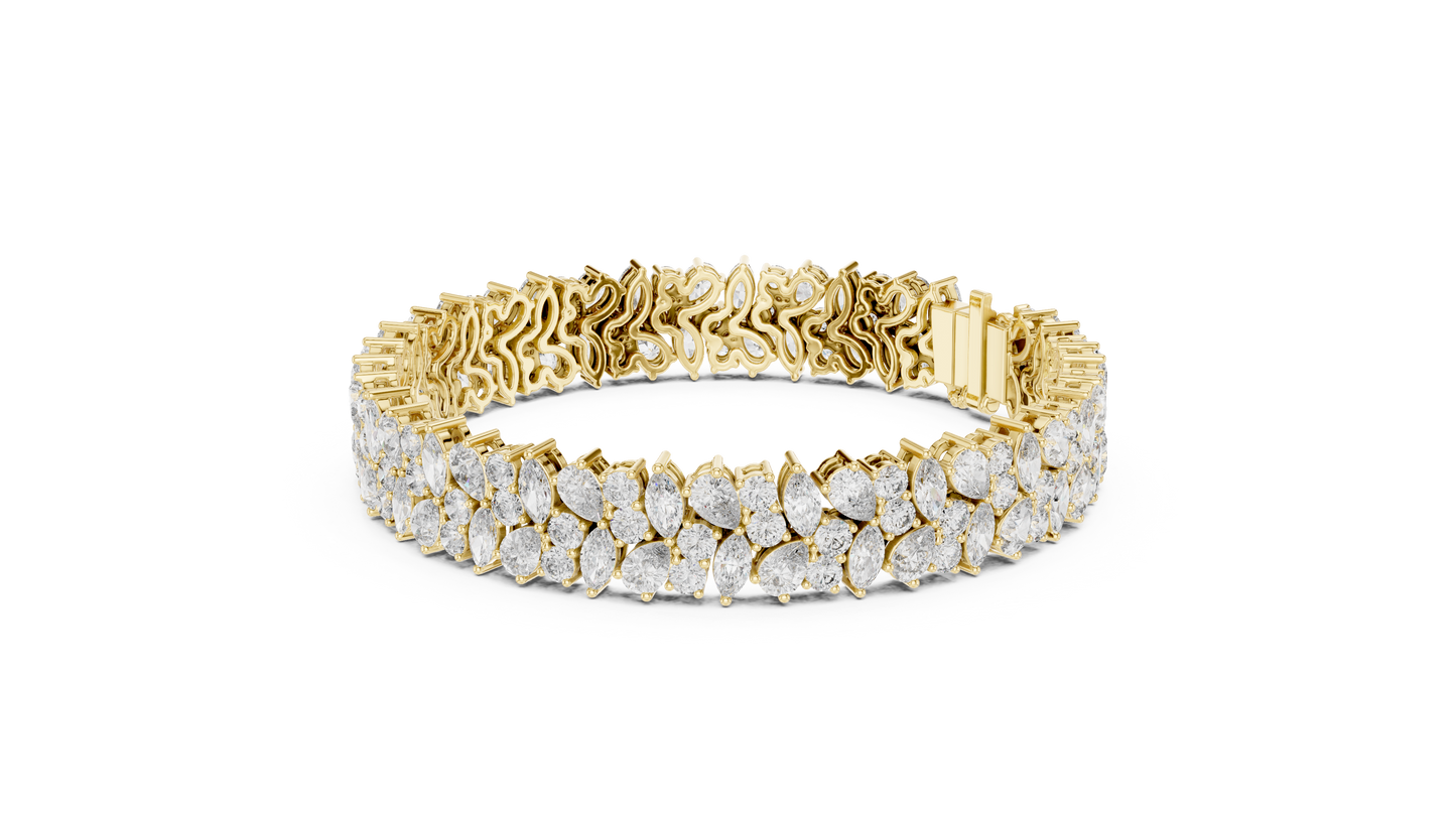 The Botanical Brilliance: Yellow Gold Multi-Shape Diamond "Wildflower" Bracelet