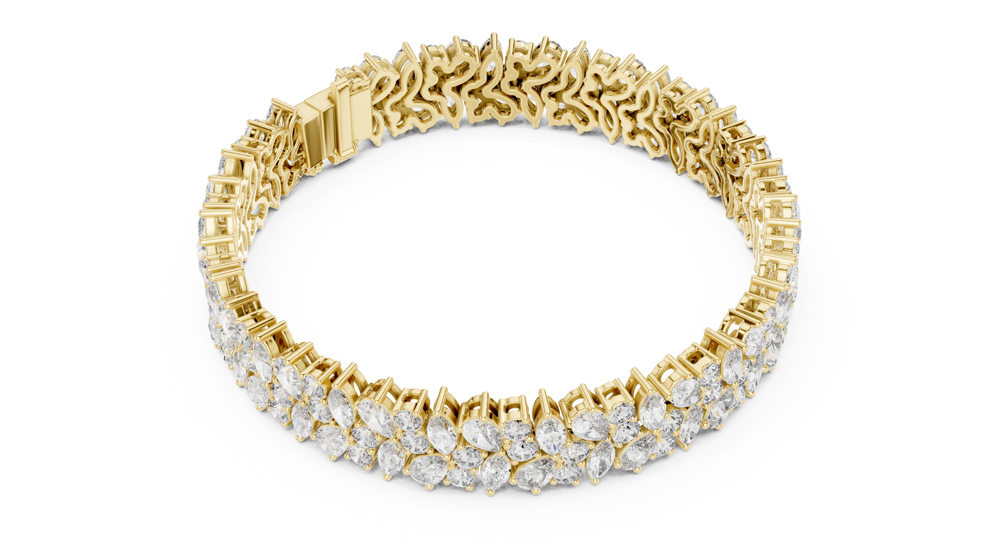 The Botanical Brilliance: Yellow Gold Multi-Shape Diamond "Wildflower" Bracelet