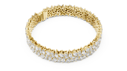 The Botanical Brilliance: Yellow Gold Multi-Shape Diamond "Wildflower" Bracelet