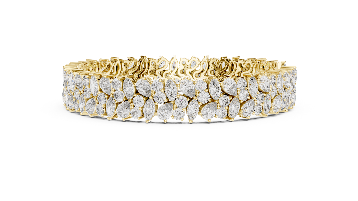 The Botanical Brilliance: Yellow Gold Multi-Shape Diamond "Wildflower" Bracelet