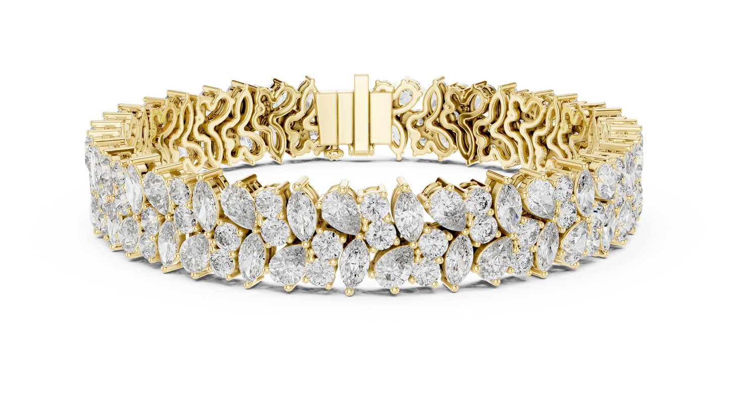 The Botanical Brilliance: Yellow Gold Multi-Shape Diamond "Wildflower" Bracelet