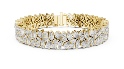 The Botanical Brilliance: Yellow Gold Multi-Shape Diamond "Wildflower" Bracelet