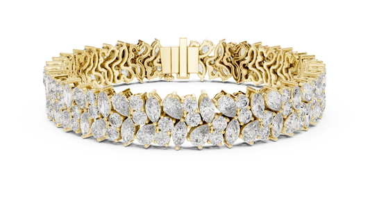 The Botanical Brilliance: Yellow Gold Multi-Shape Diamond "Wildflower" Bracelet