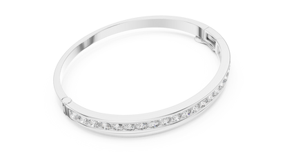3.47CTW Round Diamond Channel Hinged Bangle - Yellow Gold